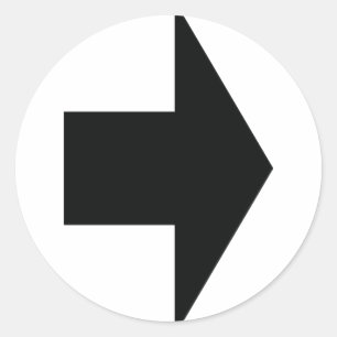 Zwarte pijl rechts ronde sticker