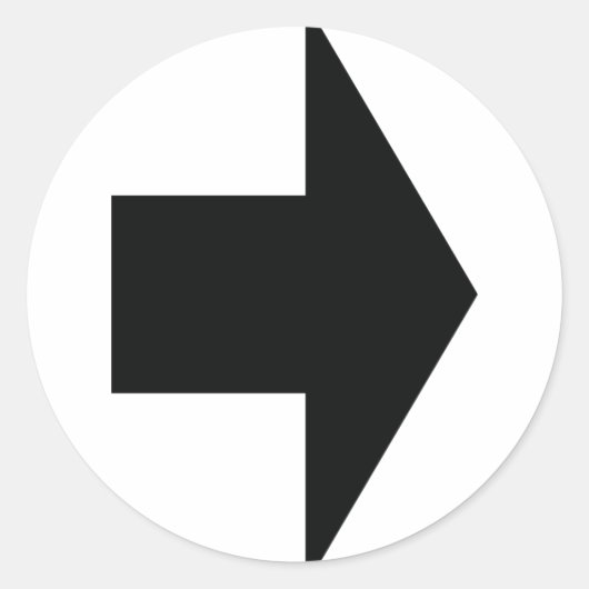 Zwarte pijl rechts ronde sticker (Voorkant)