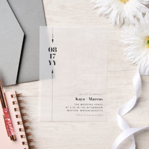 Zwarte pijlen & datum foto bruiloft vellum uitnodigingen