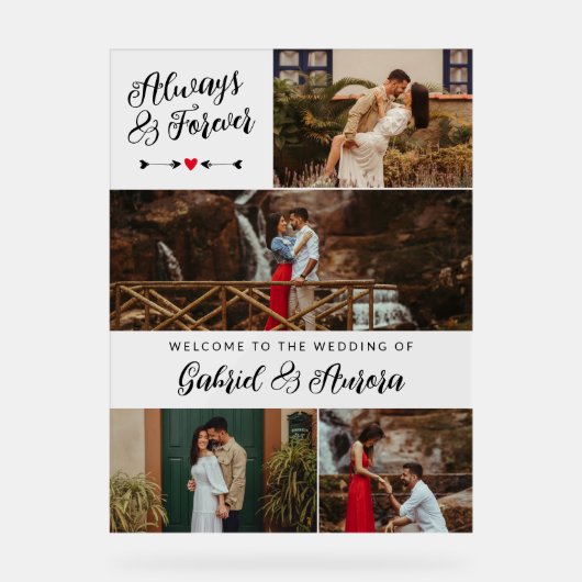 Zwarte pijlen fotocollage altijd voor altijd welko acryl bord (Voorkant)