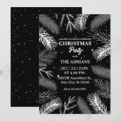 Zwarte pijnboombladeren met sneeuw kerstfeest kaart (Voorkant / Achterkant)