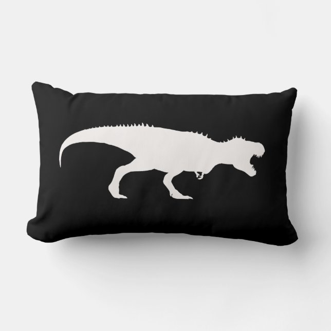 Zwarte piloot met T-Rex Silhouette Kussen (Voorkant)