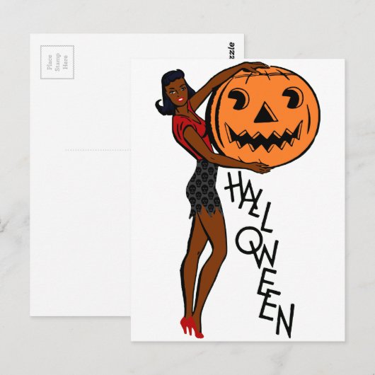 zwarte pin omhoog halloween briefkaart (Voorkant / Achterkant)