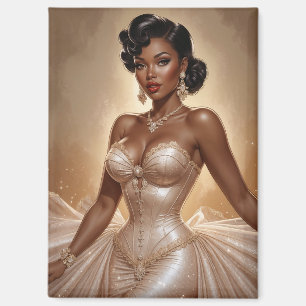 Zwarte pin-up gouden jurk magneet