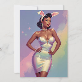 Zwarte Pin-Up Paashaas Oorbellen Feestdagenkaart