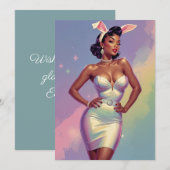 Zwarte Pin-Up Paashaas Oren Feestdagenkaart (Voorkant / Achterkant)