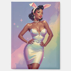 Zwarte Pin-Up Paashaas Oren Magneet