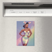 Zwarte Pin-Up Paashaas Oren Magneet (Insitu (Vaatwasser))