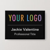 Zwarte Pinback Badge Naam Werknemer Button met Log (Voorkant)