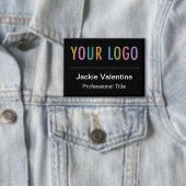 Zwarte Pinback Badge Naam Werknemer Button met Log (Insitu)