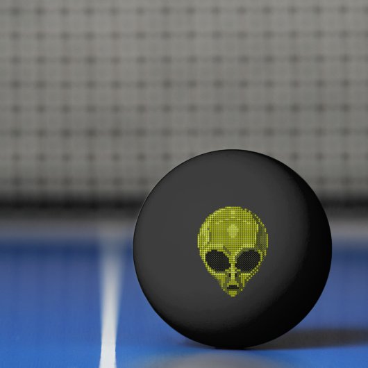 Zwarte Ping Pong Bal met Groene Alien Kop Pingpongbal (Net)