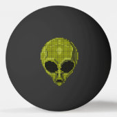 Zwarte Ping Pong Bal met Groene Alien Kop Pingpongbal (Voorkant)