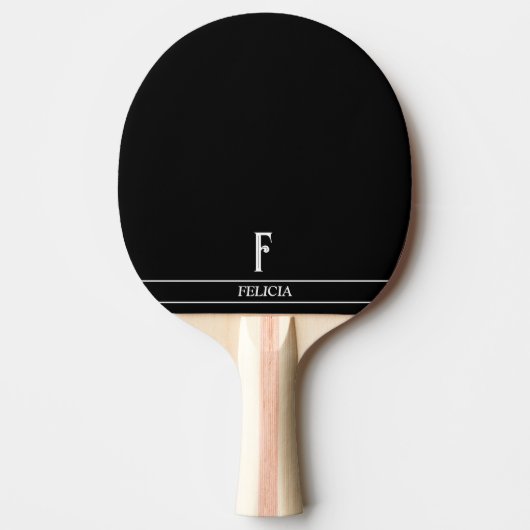 Zwarte Pingpongbat met Monogram Tafeltennisbatje (Voorkant)
