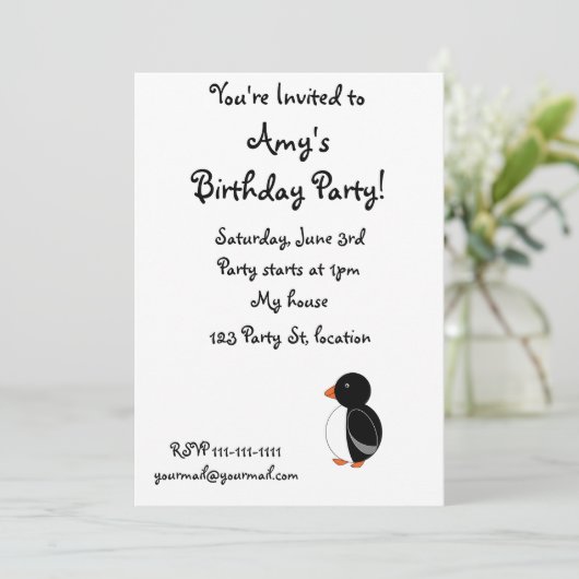 Zwarte pinguïn kaart (Staand voorkant)