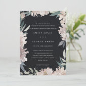 ZWARTE PINK BLUSH WATERVERF FLORAL WEDDING INVITE BEDANKKAART (Staand voorkant)