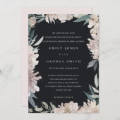 ZWARTE PINK BLUSH WATERVERF FLORAL WEDDING INVITE BEDANKKAART (Voorkant / Achterkant)