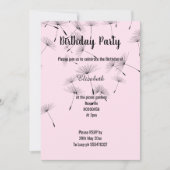 ZWARTE PINK FALLING DANDELION FLOWER BIRTHDAY KAART (Voorkant)