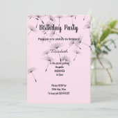 ZWARTE PINK FALLING DANDELION FLOWER BIRTHDAY KAART (Staand voorkant)
