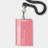Zwarte Pink Glitter VIP All Access Pas Event ID Badge (Achterkant met lanyard)