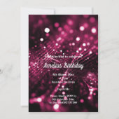 ZWARTE PINK SATIN DIAMOND WATERFALL BIRTHDAY PARTY KAART (Voorkant)