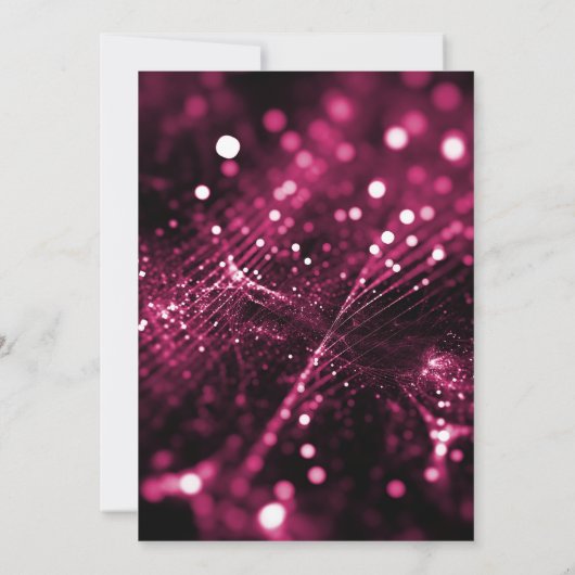 ZWARTE PINK SATIN DIAMOND WATERFALL BIRTHDAY PARTY KAART (Achterkant)