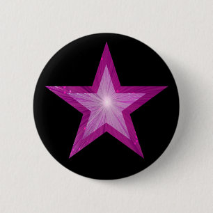 Zwarte Pink Star-knop Ronde Button 5,7 Cm