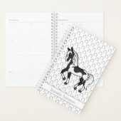 Zwarte Pinto Cartoon Dravend Paard & Aangepaste Te Planner (Display)