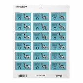 Zwarte Pinto Dravende Cartoonpaard Etiket (Full Sheet)