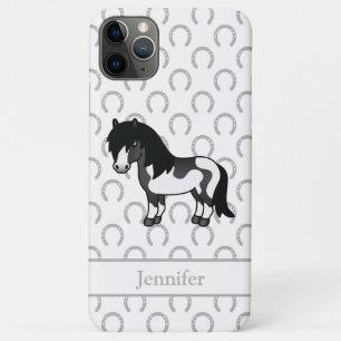 Zwarte Pinto Shetlandpony Cartoon Illustratie Case-Mate iPhone Case
