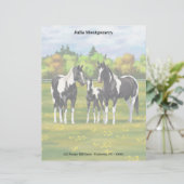 Zwarte Pinto-verf kwart paarden in zomerdeeg Briefhoofd (Staand voorkant)