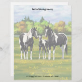 Zwarte Pinto-verf kwart paarden in zomerdeeg Briefhoofd (Voorkant / Achterkant)