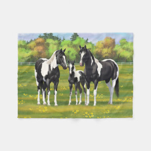 Zwarte Pinto-verf kwart paarden in zomerdeeg Fleece Deken