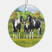 Zwarte Pinto-verf kwart paarden in zomerdeeg Keramisch Ornament (Links)