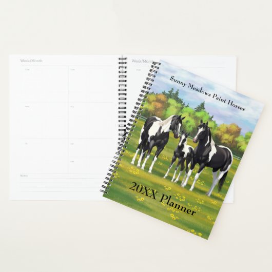 Zwarte Pinto-verf kwart paarden in zomerdeeg Planner (Display)