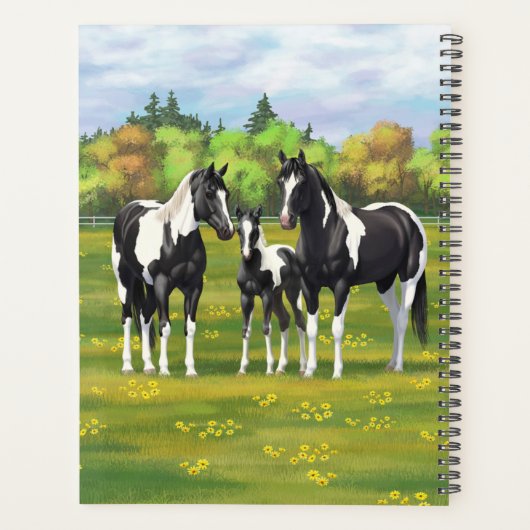 Zwarte Pinto-verf kwart paarden in zomerdeeg Planner (Achterkant)