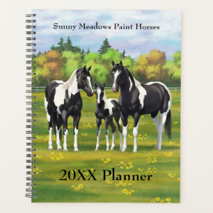Zwarte Pinto-verf kwart paarden in zomerdeeg Planner