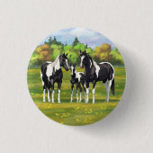 Zwarte Pinto-verf kwart paarden in zomerdeeg Ronde Button 3,2 Cm (Voorkant)