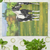 Zwarte Pinto-verf kwart paarden in zomerdeeg Theedoek (Gevouwen)