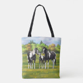 Zwarte Pinto-verf kwart paarden in zomerdeeg Tote Bag (Achterkant)