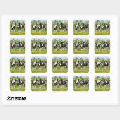 Zwarte Pinto-verf kwart paarden in zomerdeeg Vierkante Sticker (Vel)
