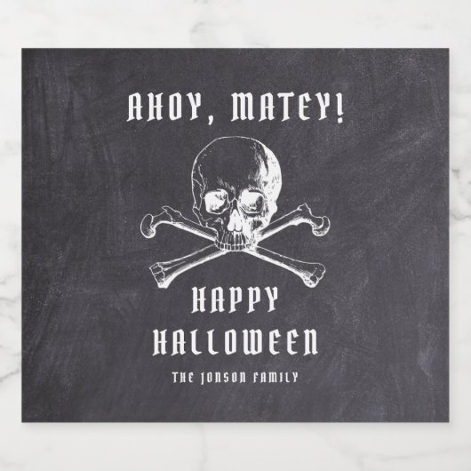  zwarte piraat schedel en Botten Halloween Bier Etiket (Enkel label)