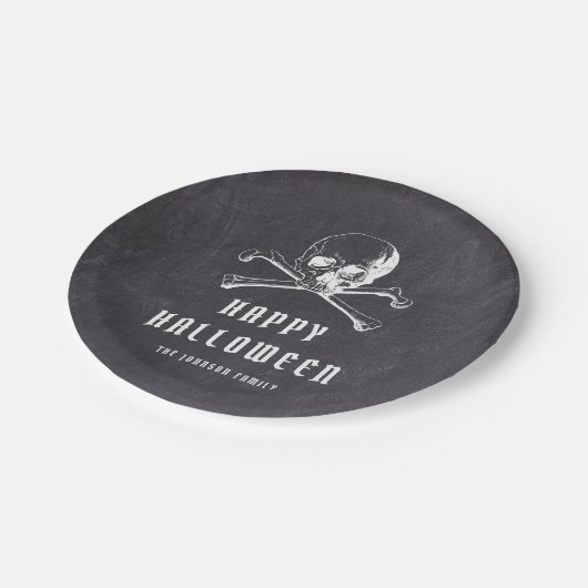  zwarte piraat schedel en Botten Halloween Papieren Bordje (Gekanteld)