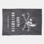 zwarte piraat schedel en Botten Halloween Theedoek (Horizontaal)