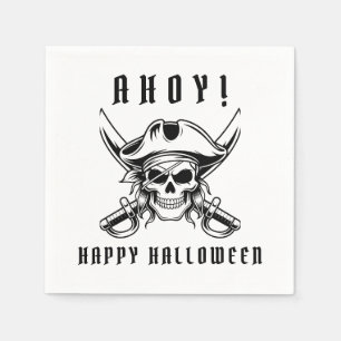 Zwarte Piraat Schedel Halloween Feest  Servet