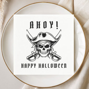 Zwarte Piraat Schedel Halloween Feest  Servet