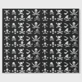 ZWARTE PIRATE BANNERS SKULL, GEKROOSTE BOTTEN, SWO CADEAUPAPIER (Vlak)