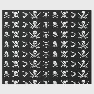 ZWARTE PIRATE BANNERS SKULL, GEKROOSTE BOTTEN, SWO CADEAUPAPIER