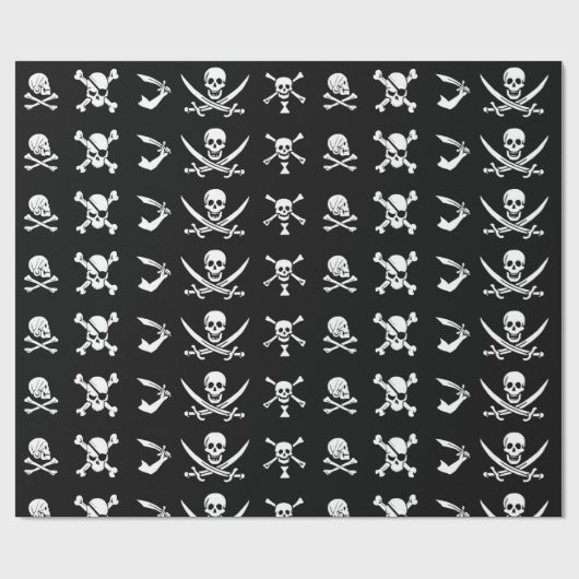 ZWARTE PIRATE BANNERS SKULL, GEKROOSTE BOTTEN, SWO CADEAUPAPIER (Vlak)