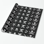 ZWARTE PIRATE BANNERS SKULL, GEKROOSTE BOTTEN, SWO CADEAUPAPIER (Uitgerold)