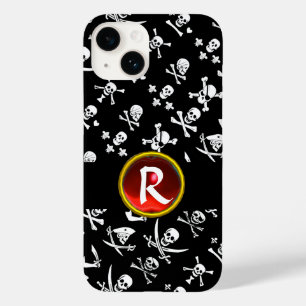 ZWARTE PIRATE BANNERS SKULL, GEKROOSTE BOTTEN, SWO Case-Mate iPhone 14 HOESJE
